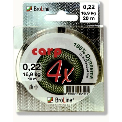BROLINE šňůra Carp Dyneema zelená 2x 10m 0,12mm 7,8kg