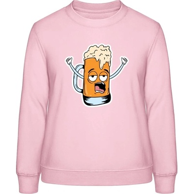 AWDis Sweat mikina Design Ilustrace pivní sklenice Miminkovská růžová