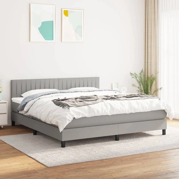 vidaXL Боксспринг легло с матрак, светлосиво, 160x200 см, плат (3140225)