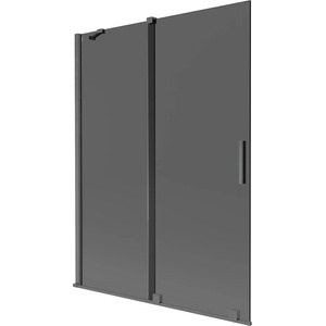 Mexen Velar двукрилен плъзгащ се параван за вана 130 x 150 cm, графит, четка Gun Gray - 896-130-000-41-66 (896-130-000-41-66)