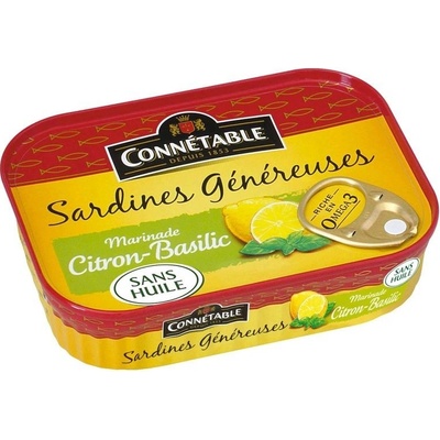 Connétable Sardinky v marináde s citrónom a bazalkou plech 140 g