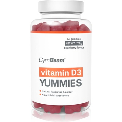 GymBeam Vitamin D3 Yummies желирани бонбони за нормална функция на имунната система, състояние на костите, зъбите и дейност на мускулите 175 гр