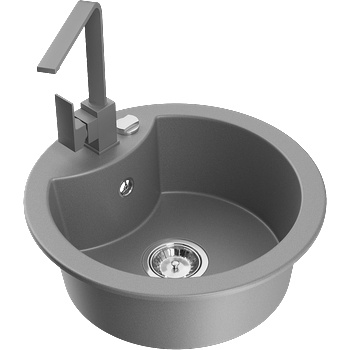 Mexen Diego гранитна кухненска мивка с 1 корито и кухненски смесител Rita, сиво - 6512-71-670300-71 (6512-71-670300-71)