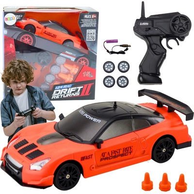 LEAN Toys LeanToys Sportovní auto na dálkové ovládání R/C oranžová s vyměnitelnými koly 1:24