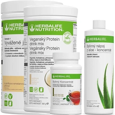 Herbalife sada Formula 1 780 g PDM vegan 560 g Aloe 473 ml a Bylinný čaj 51 g