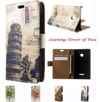Microsoft Lumia 435/ Dual Printed Leather Калъф + Протектор