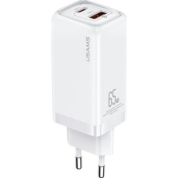 USAMS Мрежово зарядно Usams T47, Super Fast Charging, QC4.0, 65W GaN, White (CC153TC02) (CC153TC02)