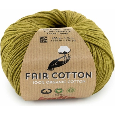 FAIR COTTON Katia Farby FAIR COTTON: 60 - olivová zelená - NOVÁ