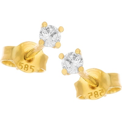 Argento Zlaté náušnice číry okrúhly zirkón, priemer 2,5 mm 6A021