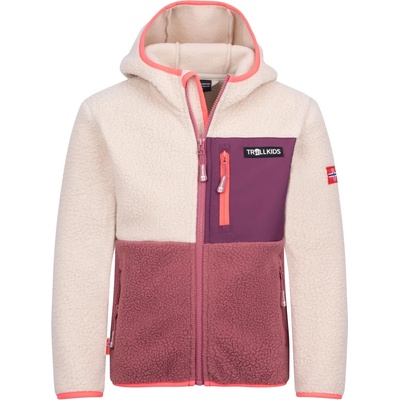 TROLLKIDS Детско поларено яке Trollkids Kid's Aurlandsfjord Jacket Fleece jacket - Frozen Berry / Sandstone - размер 128 (EU) (703-3292-1017)