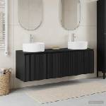 vidaXL Комплект шкафове за баня 3 бр. Черно 161, 5 x 44, 5 x 82 см (3405668)