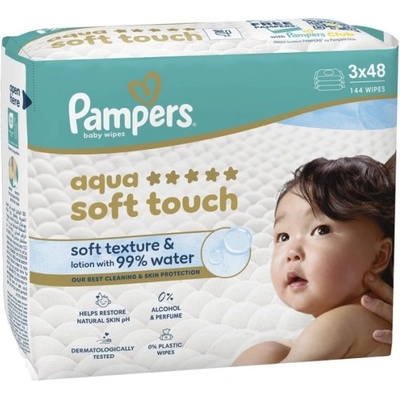 Pampers Мокри кърпички Pampers Aqua Soft Touch - 3x48 броя