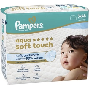 Pampers Мокри кърпички Pampers Aqua Soft Touch - 3x48 броя