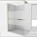 Mexen Kioto+ душ екран със стойка Walk-in 110 x 200 cm, прозрачен/матов, златен (800-110-121-50-35)