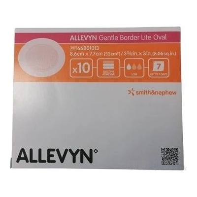 ALLEVYN Gentle Border Lite Oval Krytie na rany adhezívne penové krytie 8,6 x 7,7 cm 10 ks