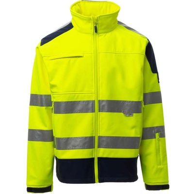 PAYPER screen fluo 001450-0053 / Светлоотразително софтшел яке с 3m райета - неоново жълто/тъмносиньо 5xl (0014500053010145xl)