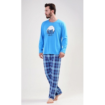 Sleep well pánské pyžamo dlouhé modré