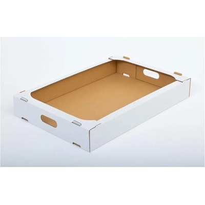 Krabice na koblihy 600x400x85 mm vnitřní 3VVL B 380g/m2 bílá - paleta 1400 ks