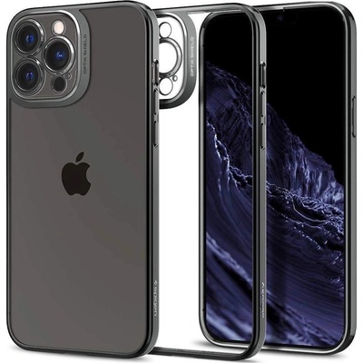 Spigen Optik Crystal Case - тънък силиконов (TPU) калъф за iPhone 13 Pro Max (сив-прозрачен)