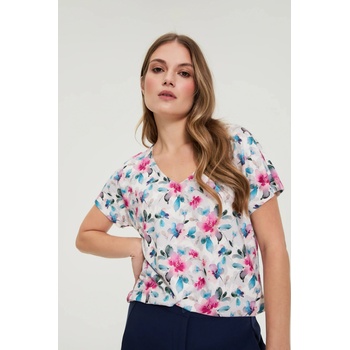 Moodo Бяла блуза с V-образно деколте Moodo Moodo | Sin | ЖЕНИ | XXL