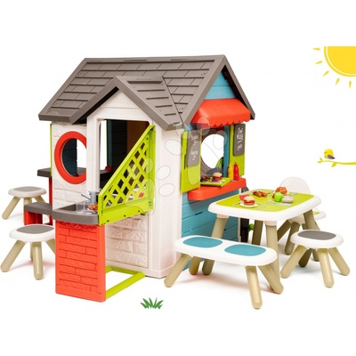 Smoby Domeček se zahradní restaurací Chef House DeLuxe s nástavbovým řešením a posezením