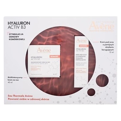 Avene Hyaluron Activ B3 sada nočný pleťový krém Hyaluron Activ B3 Multi-Intensive Night Cream 40 ml + očný krém Hyaluron Activ B3 Triple Correction Eye Cream 15 ml