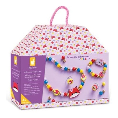 Janod Atelier Креативен комплект Изработка на бижута Дървени мъниста Горски животни 4 бр