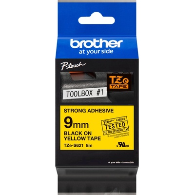 Brother P-Touch TZE-S621 black on yellow 9mm extra gluey (TZES621)