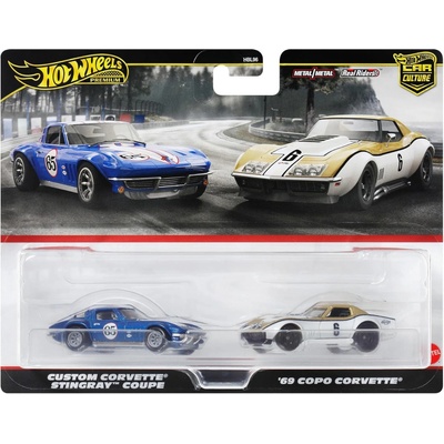 Mattel Hot Wheels Premium Car Culture 2-Pack Custom Corvette Stingray Coupe + '69 Copo Corvette