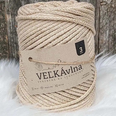 Velká vlna Špagát 3mm Capuccino s lurexem