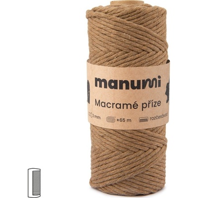 Manumi Macramé příze stáčená 3mm světle hnědá - 1 ks
