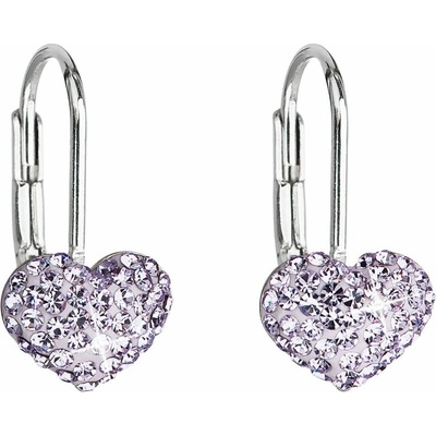 Pavona náušnice se Swarovski Elements srdce fialové 31125.3 VIOLET