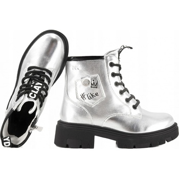 Wojtyłko zateplené zimní boty 25063s stříbrné