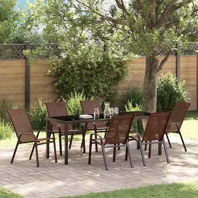 vidaXL Комплект за хранене в градината 7 pcs Кафяв и черен (3379133)