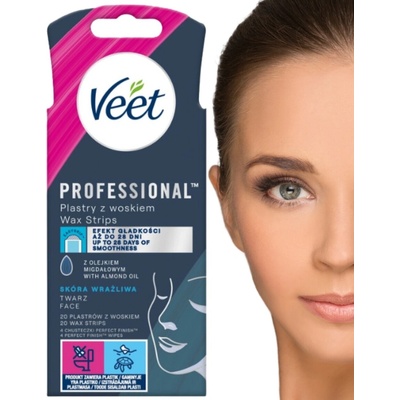 Veet Professional Wax Strips Normal Skin Face voskové depilační pásky na obličej 20 ks
