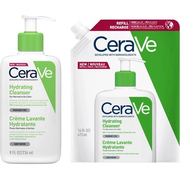 Image 1 of CeraVe Комплект - Измиващ крем за лице и тяло + Пълнител, 236 + 473 ml