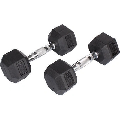 Hex Rubber Dumbell činka 1 pár hmotnosť 5 kg