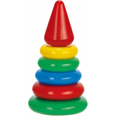 Teddies Skládanka pyramida s kroužky malá plast v síťce