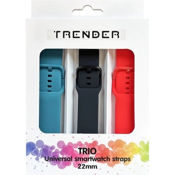 Trender Каишки Trender - Trio Bundle Sport, 22 mm, 3 броя, сива/черна/червена (TR-TRIO23)