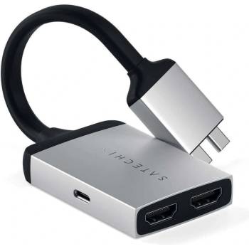 Satechi Адаптер Satechi USB-C to Dual HDMI 4K Adapter (ST-TCDHAS), 2x USB-C(м) към 2x HDMI(ж), 4K@60Hz, сребрист (ST-TCDHAS / 41635)