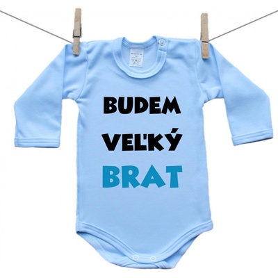 Boodyy Modré body s dlhým rukávom Budem veľký brat