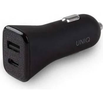 Uniq Votra Duo P30 USB & USB-C QC 3.0 Car Charger 30W - зарядно за кола с USB и USB-C изходи и технология за бързо зареждане (черен)