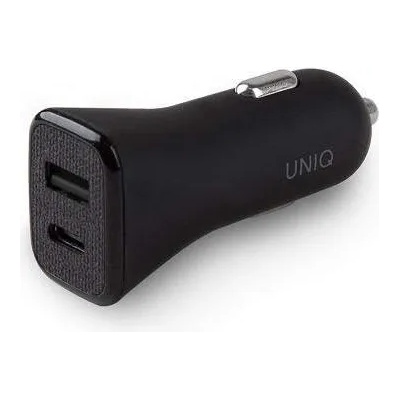 Uniq Votra Duo P30 USB & USB-C QC 3.0 Car Charger 30W - зарядно за кола с USB и USB-C изходи и технология за бързо зареждане (черен)