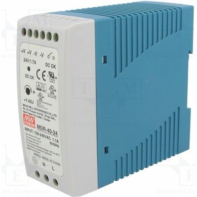 MEAN WELL MDR-40-24 Napájecí zdroj: spínaný; na lištu DIN; 40W; 24VDC; 1,7A; 85÷264VAC