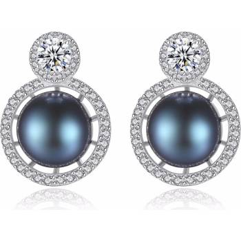 Silenti Jewelry Сребърни обеци "Великолепие" - Тъмносин