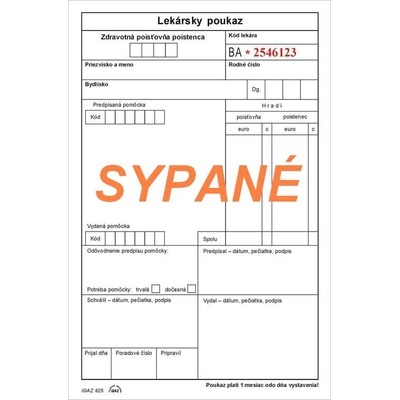 Igaz 625 Lekársky poukaz na zdravotnícku pomôcku A5 50-list sypané