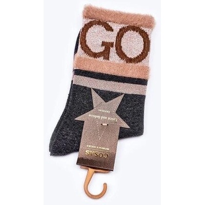 Kesi dámské Bavlněné ponožky GO-GO S Kožešinou COSAS Šedé
