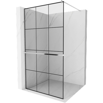 Mexen Kioto+ душкабина с рафт Walk-in 110 x 200 см, черна решетка, хром - 800-110-121-01-77 (800-110-121-01-77)