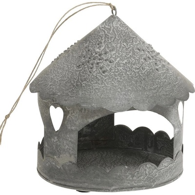 Chic Antique Svícen zinkový domeček na zavěšení Antique, šedá barva, zinek