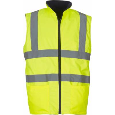 Yoko HI-VIS HV008F Unisex reflexní fleecová vesta, oboustranná - HV yellow S
